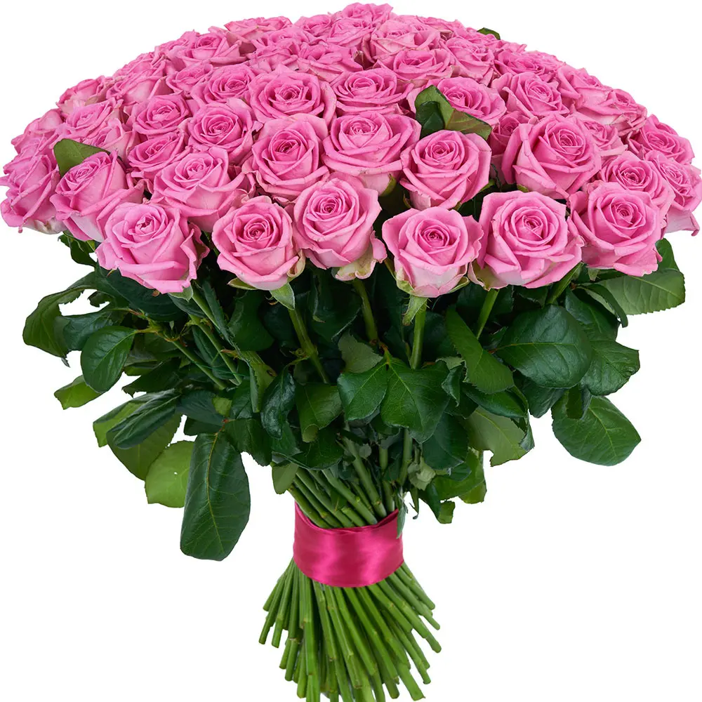 Букет из 101 розовой розы сорт "Ревивал"