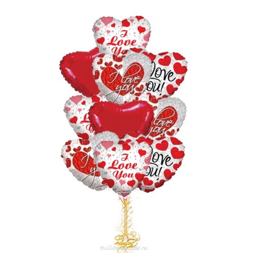 Сердца с рисунком "LOVE" (милар.)