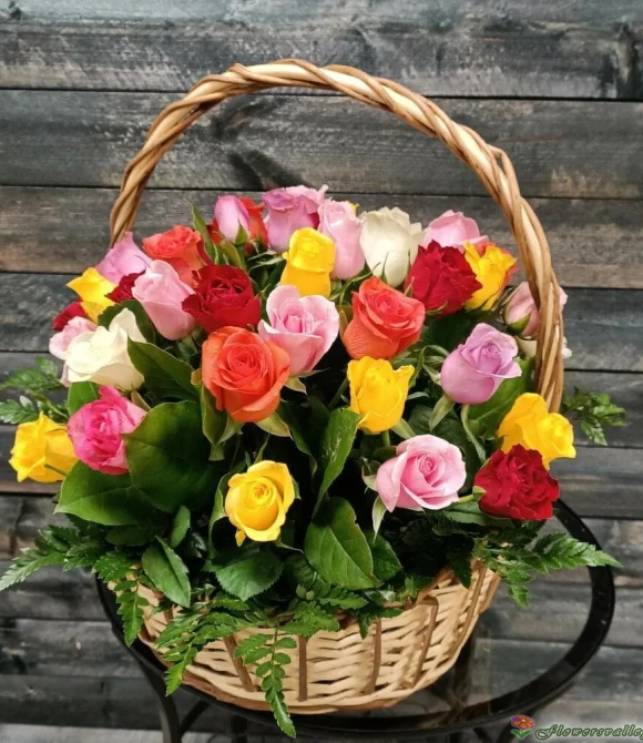 25 разноцветных роз