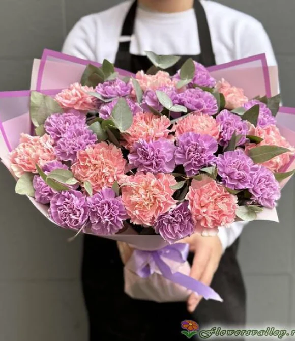 Букет разноцветных гвоздик, 25 шт