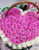 Сердце из 101 розовой розы в корзине
